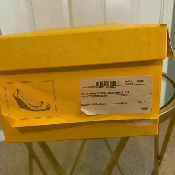 FENDI Brown Monogram ZUCCA RAFFIA ZEPPA WEDGES Open Toe ESPADRILLES Shoes, 36.5 - Picture 7 of 9